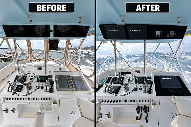 Boat Helm Electronics, before and after
