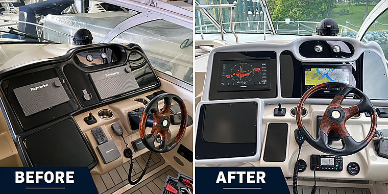 Boat Helm Renovation:, before and after