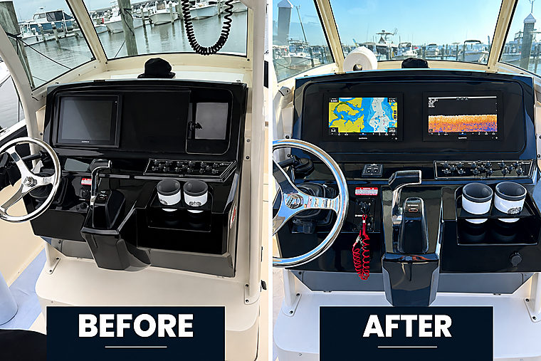 Boat Helm Upgrade:, before and after